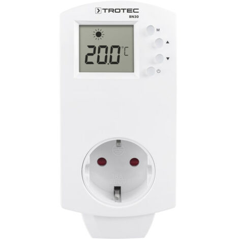TROTEC Termostato para Enchufe BN30, 5-30 °C, Control de Calefacción y Refrigeración, Interruptor Térmico para la Calefacción por Infrarrojos, Blanco
