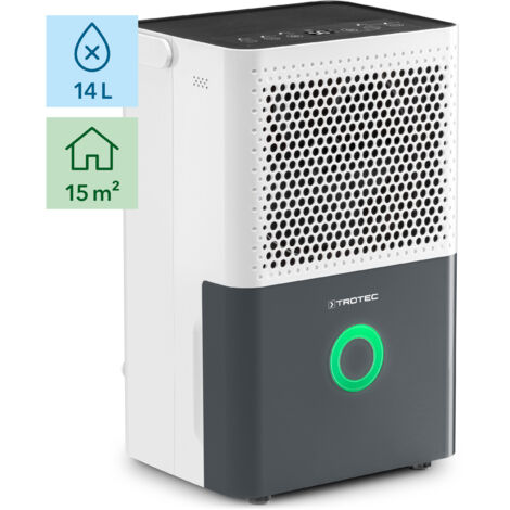 TROTEC Deshumidificador TTK 33 E, 14 L/día, Habitaciones 15m² / 37m³, Depósito 1,5 L, 2 Niveles
