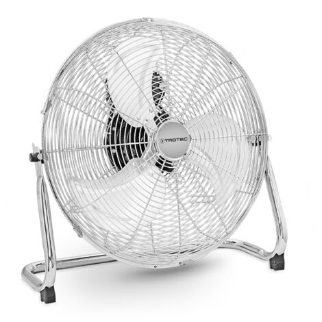 TROTEC Ventilador de Suelo TVM 18, 100 W, Potente, 3 Velocidades de Ventilación, Inclinación Regulable hasta 110°, Silencioso, Pie de Apoyo Estable y Antideslizante, Oficina, Hogar, Plata