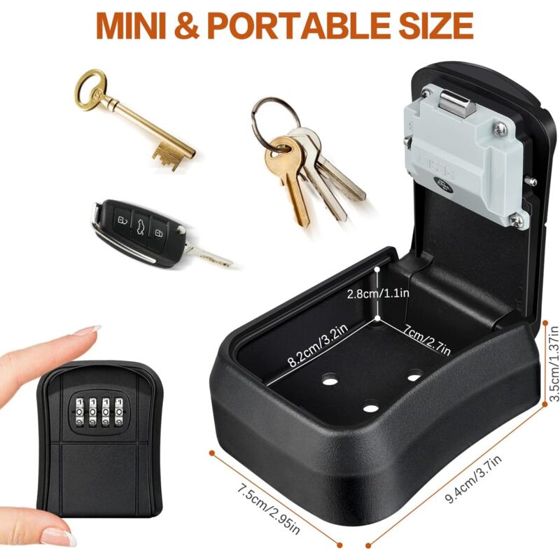 Wall Mount Key Storage Secret Box Organizer 4 Digit Combination Password Security Protection Code Lock Home Safe Deposit Box