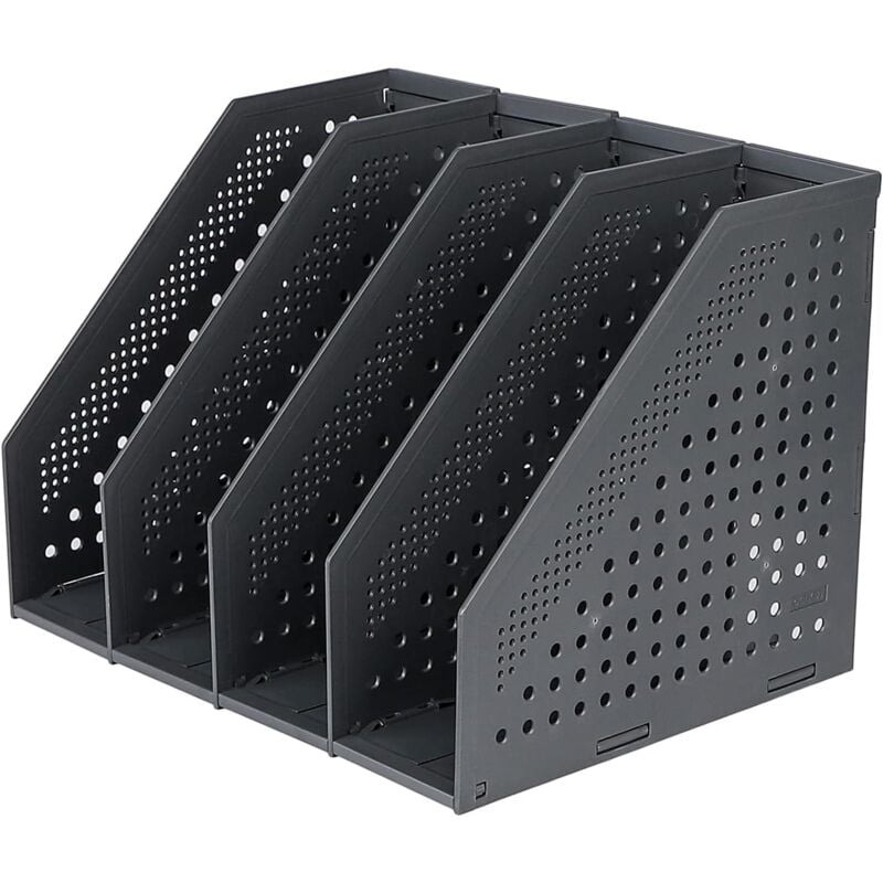 4 Compartment Foldable Magazine Rack, Adjustable Storage Box