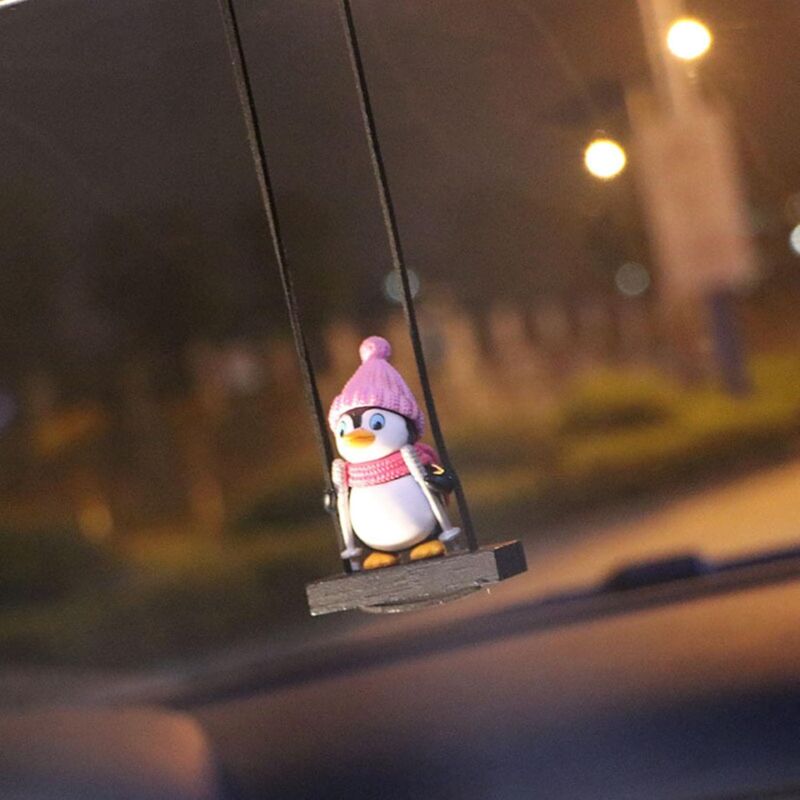 OOTSR Swinging Duck Car Hanging Ornament - 6x5cm Cute Duck Pendant For Rearview Mirror, Adjustable 11" Cord-674564