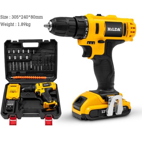 21 V Cordless Screwdriver, 2 Speeds, Cordless Drill Driver, 24 Accessories Included (1/5)