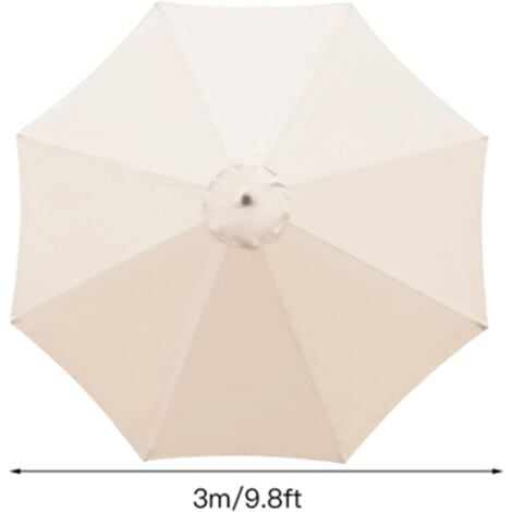 Memkey Parasol Replacement Cover 8 Ribs 3m Waterproof UV Resistant Replacement Fabric Beige