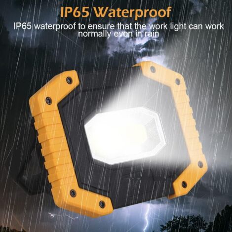 Rechargeable LED Floodlight, 20W USB 1200LM LED Work Light Construction Site Floodlight COB Camping Lamps Waterproof Portable with 3 Modes for Camping Construction Site Garage (2 Batteries Included) [