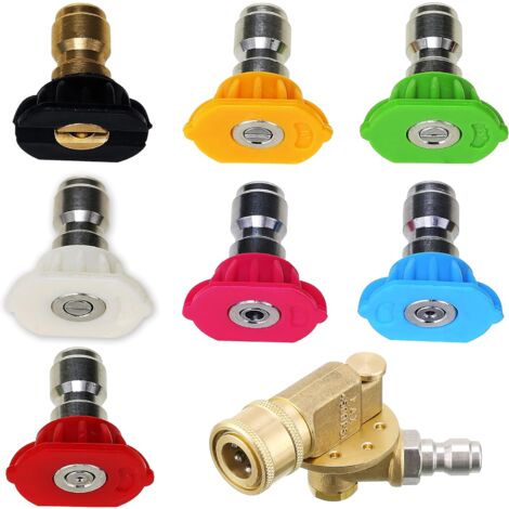 Pressure Washer Accessory Kit - 7 Pressure Washer Tips, Quick Connect - 1/4 Inch, 4500 PSI - 8 Pack (1/5)