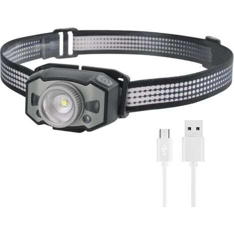 Rechargeable LED Headlamp, Super Bright Headlamps, Smart Head Lamp, IPX5 Waterproof, Built-in Battery, Kids Flashlight Headlamp, Adults, Camping, Running, [Energy Class A+++] [Class (1/5)
