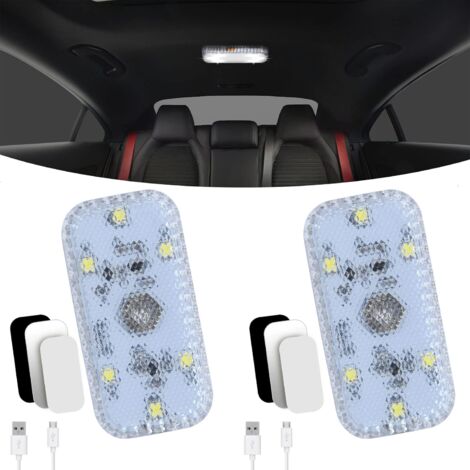 2 Pack Car Interior Lights, Single Color Touch Switch Car Interior Lamp, LED Car Interior Lights Wireless with USB Port for Car, Truck, Van, RV, Boat Trailer (1/5)