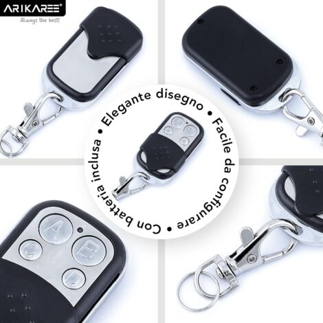 Universal Gate Remote Control 433.92 MHz Frequency for Automatic Gate Large Radius - Universal Remote Control for Programmable Gate, Fixed Code, 12V Battery Included (Set of 3)
