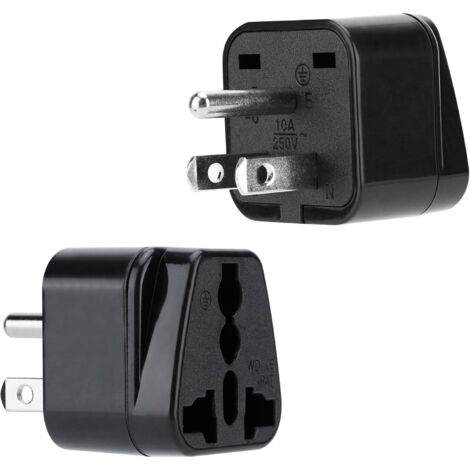 2X socket adapter in black - set of 2 travel adapters type B for sockets for Germany, Italy, Spain, France - converter conversion device (1/5)