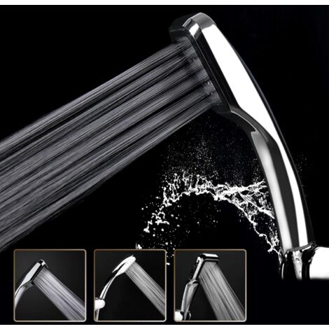 Hand shower with 300 holes, 300% turbo high pressure, 30% water saving shower, chrome (energy class A) [Energy class A+] (1/5)