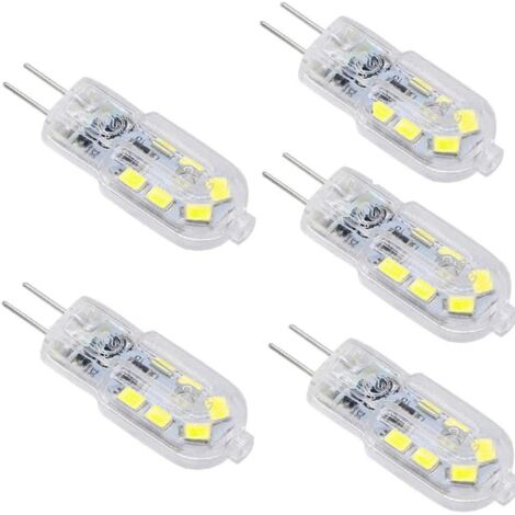 G4 LED 3W Bulb, 200LM, AC/DC12V, 25W Equivalent Halogen Bulb, White 6000K, SMD 2835 LED Bulb 360 Beam Angle for Indoor Ceiling Kitchen Lighting, 5 Pack (1/5)
