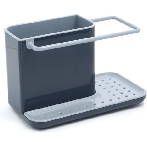 Sink Storage/Organizer with Integrated Draining Rack, Holder for Sponge, Brush, Dish Soap and Dishcloth, Removable, Regular Size, Gray
