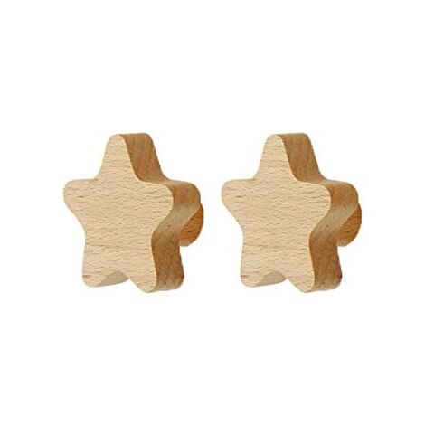 Wall coat rack for children, wooden wall hooks, wall coat rack for hanging bags, towels and coats, Scandinavian decoration, modern design (star, set of 2) (1/5)
