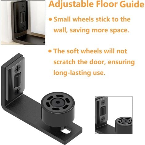 Adjustable black floor guide, lower guide for sliding door, wall/door