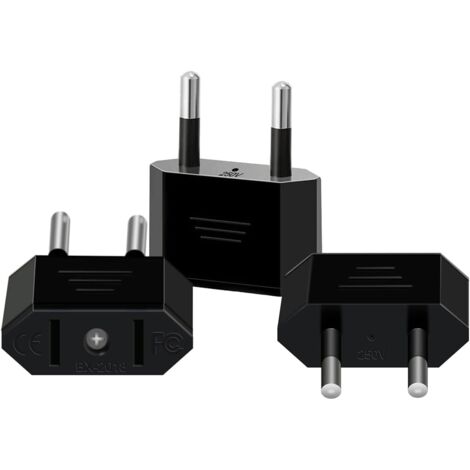 【3 pieces】 USA Plug to France Adapter, USA France Plug Adapter, USA Plug to 2-pin Euro France, Germany, Spain, USA to France Adapter for US Power Devices