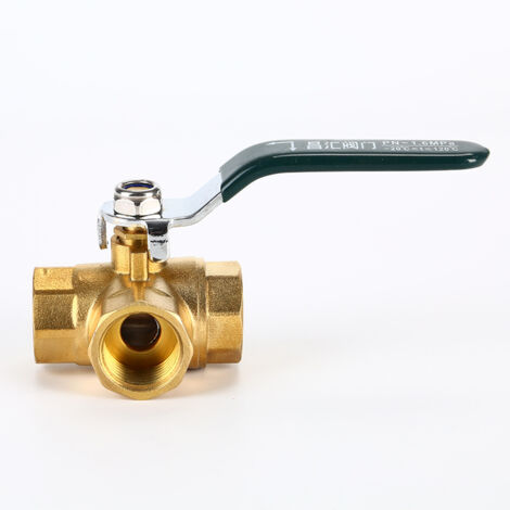 Three Way Valve, 1/2 Inch Faucet, L-Shaped Brass Valve Connector for Water, Oil and Steam, with Stainless Steel Handle, DN15 (Size: 1/2 Inch)