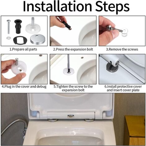 2x WC-Sitz-Scharniere Zum Top-Befestigen – Schnell Lösbar & Universell | Für WC-Sitze Ohne Durchgehende Löcher