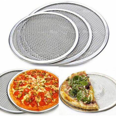 10" (25.4 cm) Non-Stick Aluminum Grid Pizza Baking Pan with Holes and Seamless Rim