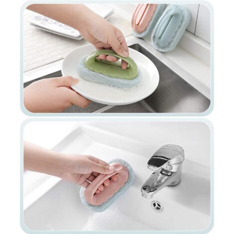 3PCS Cleaning Brush Home Kitchen Bathroom Bathtub Tile Wall Floor Household Decontamination Brush Magic Sponge Bathtub Scrubber