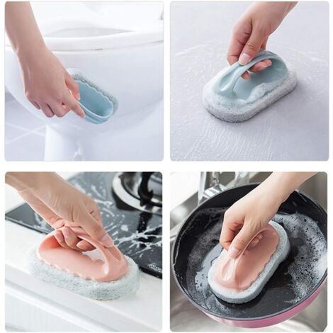 3PCS Cleaning Brush Home Kitchen Bathroom Bathtub Tile Wall Floor Household Decontamination Brush Magic Sponge Bathtub Scrubber