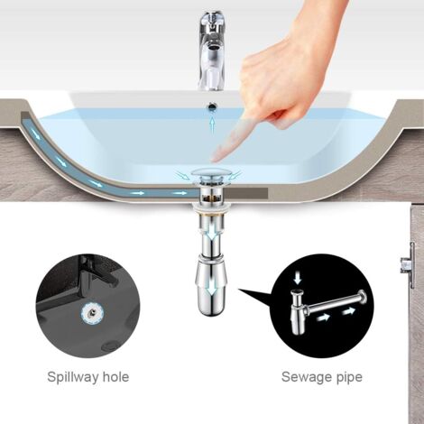 Bathroom waste set, waste set for washbasin, chrome, silver