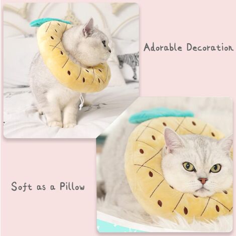 Collars for Cats and Dogs, Protective Collar, Comfortable, Adjustable, Post-Surgical Collar Recovery, Anti-Bite Protection (Pineapple, M)