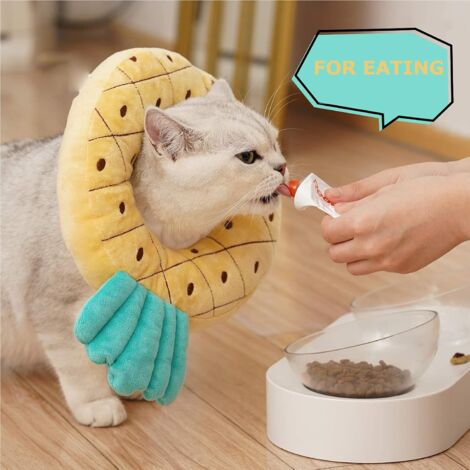Collars for Cats and Dogs, Protective Collar, Comfortable, Adjustable, Post-Surgical Collar Recovery, Anti-Bite Protection (Pineapple, M)