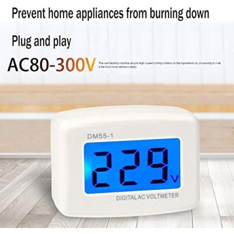 220V Blue Backlight Digital LCD Voltmeter EU Plug Voltage Test Panel DM55-1 AC 80-300V (1/5)