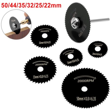 7-piece HSS saw blades for turning tools, circular saw blade discs (nitrided steel), (wood cutting disc) for turning tool chuck with 1/8 inch (3.175 mm) extension shaft (1/4)