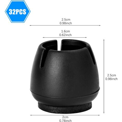 Non-Slip Silicone Table and Chair Feet, 32 Pack Silicone Chair Leg Caps, Chair Caps Chair Foot Protectors, Suitable for Round and Square Furniture Feet in Black