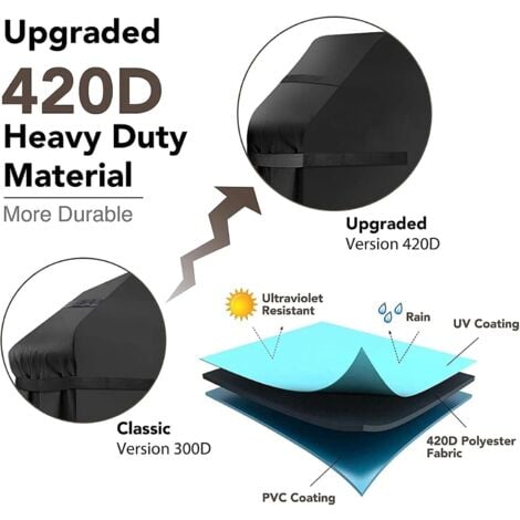 Grill Covers, Waterproof Grill Cover, Windproof, Tear-Resistant Grill Cover with Straps and Storage Bag (145 x 61 x 117 cm)