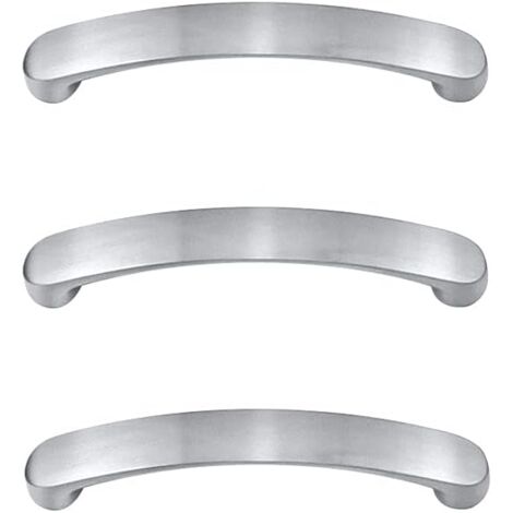 Kitchen furniture handle, hole spacing 96 mm, 6 pieces, silver-coloured, drawer handle, kitchen cabinet handle, furniture handle, cupboard door handles, furniture door handle