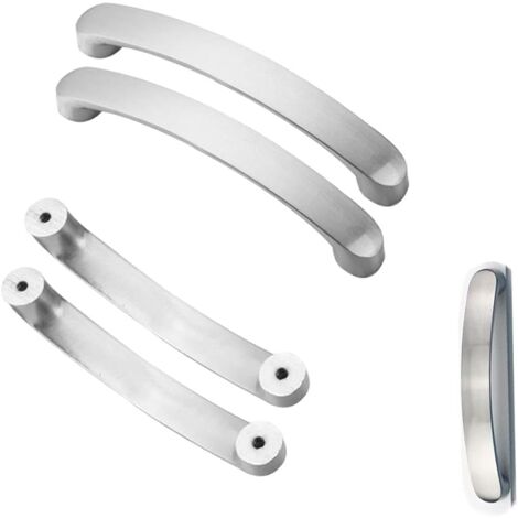 Kitchen furniture handle, hole spacing 96 mm, 6 pieces, silver-coloured, drawer handle, kitchen cabinet handle, furniture handle, cupboard door handles, furniture door handle