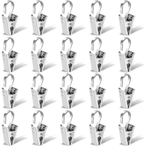 Stainless Steel Curtain Clamp, 20pcs 35mm Curtain Rod Clips, Shower Ring Clamps, Hooks, Clamp Rings, Silver Clips for Chandeliers, Pictures, Shower Curtains and Drapes (1/5)
