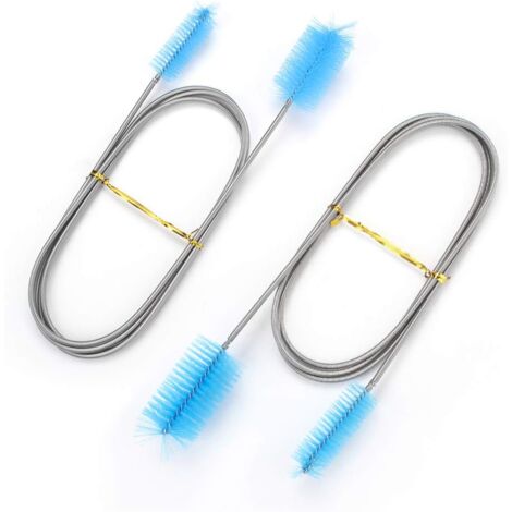 2 Pack Aquarium Cleaning Brush, 155cm Flexible Aquarium Tube Brush, Double Sided Tube Brush, Spiral Tube Cleaning Brush, Aquarium Filter Brush (Blue)