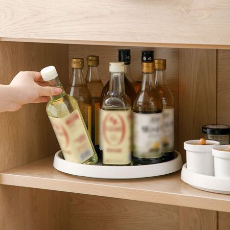 Spice Turntable Storage, Spice Rack, Rotating Tray Plastic Spice Turntable for Kitchen Cabinet, 24.5cm x 3.5cm