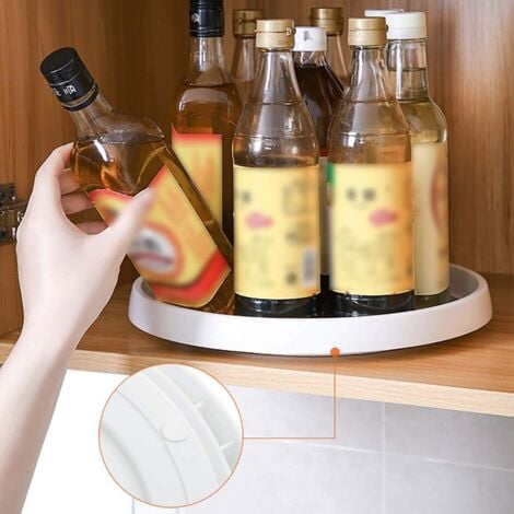 Spice Turntable Storage, Spice Rack, Rotating Tray Plastic Spice Turntable for Kitchen Cabinet, 24.5cm x 3.5cm