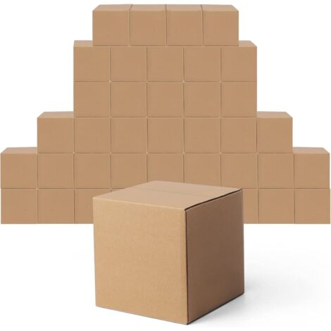 Cardboard parcel packaging, 15.3 x 15.3 x 15.3 cm, 40 pieces shipping boxes in brown