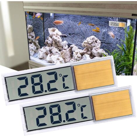 Aquarium Thermometer, 2 High Sensitivity Digital Aquarium Thermometers, Two Side Stickers, Accuracy up to 0.1 Degrees (Gold)