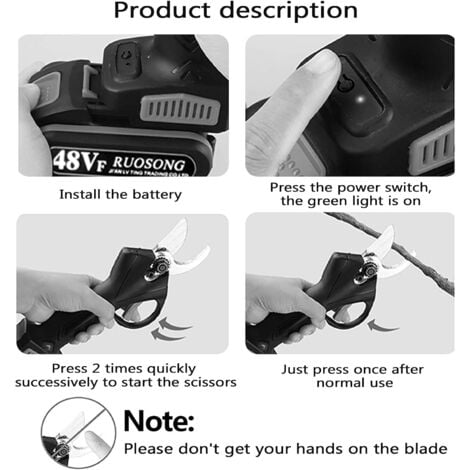 Electric Pruning Shears, 48VF Rechargeable Professional Cordless Electric Pruning Shears for Gardens, Parks, Farms, Greenhouses, Dual Battery with Storage Box, EU Plug