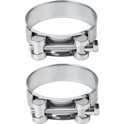 Pack of 2 reinforced hose clamps for galvanized steel pipes 52–55 mm (1/5)