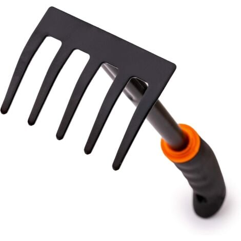 Luxurious garden rake, 9 cm wide, made of black lacquered carbon steel  Garden rake with ergonomic handle for garden, balcony, vegetable garden, terrace or burial ground care