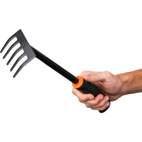 Luxurious garden rake, 9 cm wide, made of black lacquered carbon steel  Garden rake with ergonomic handle for garden, balcony, vegetable garden, terrace or burial ground care