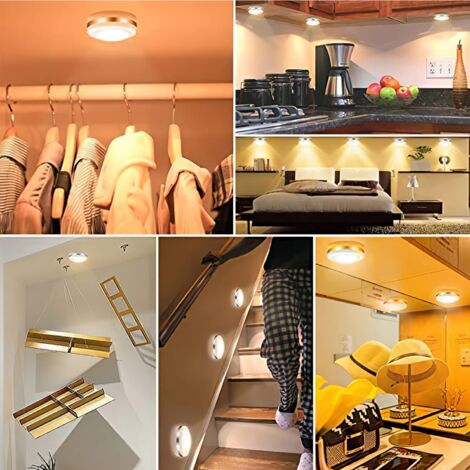 Cabinet Lamp, LED Wall Spotlight, Wireless Remote Control, 6 Pack, Closet Lamps, Night Light for Staircase, Mirror, Kitchen, Display Case, Cabinet (White)