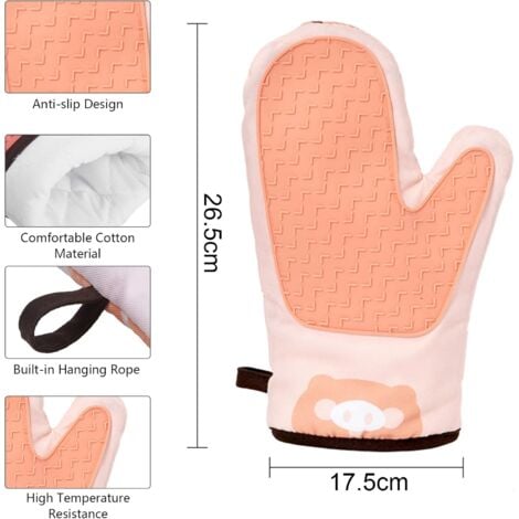 1 Pair Oven Gloves, Heat Resistant Silicone Kitchen Gloves, Grill Gloves for Cooking, Grilling