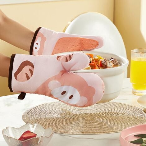 1 Pair Oven Gloves, Heat Resistant Silicone Kitchen Gloves, Grill Gloves for Cooking, Grilling