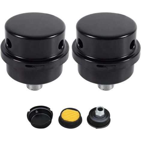 2pcs Air Compressor Muffler Filter, 3/8 inch 16mm Male Thread, Metal Housing Air Compressor Muffler Filter, Metal Intake Filter Silencer for Air Compressor Tank (16mm)
