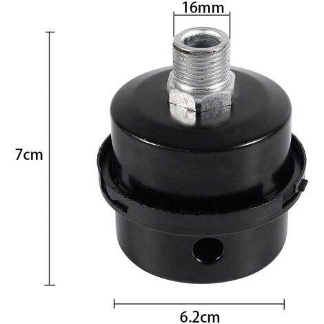 2pcs Air Compressor Muffler Filter, 3/8 inch 16mm Male Thread, Metal Housing Air Compressor Muffler Filter, Metal Intake Filter Silencer for Air Compressor Tank (16mm)