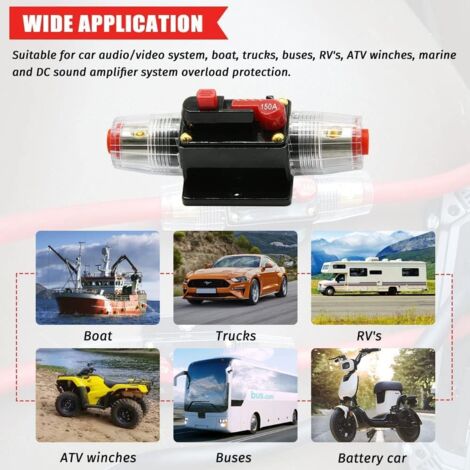 thumbnail image 2 of Aazon.co: 2 Piece 125A Circuit Breaker 12V With Anual Reset,125 Ap Inline Fuse Holder For 2 of 9